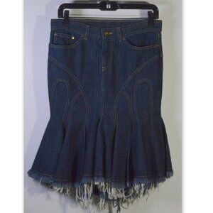 NWOT Alexander McQueen Deliverance Collection Denim Jeans Skirt Size 38